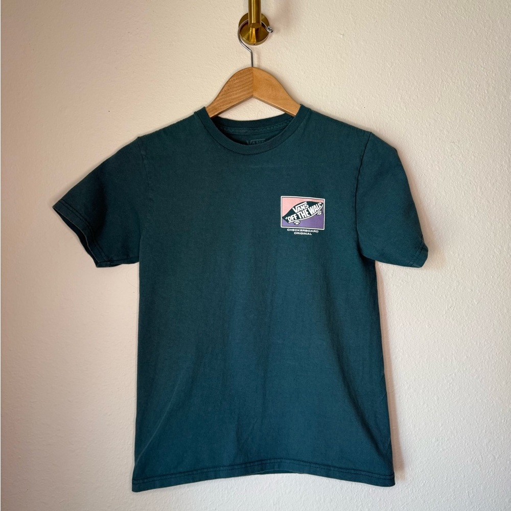 Vans Off The Wall Youth Medium Graphic T-Shirt Teal Green Skate Logo